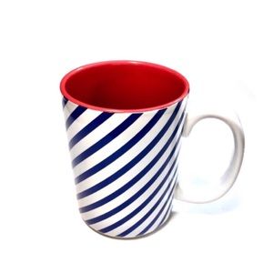 Festive Red White Blue Ceramic Mug with Stripes